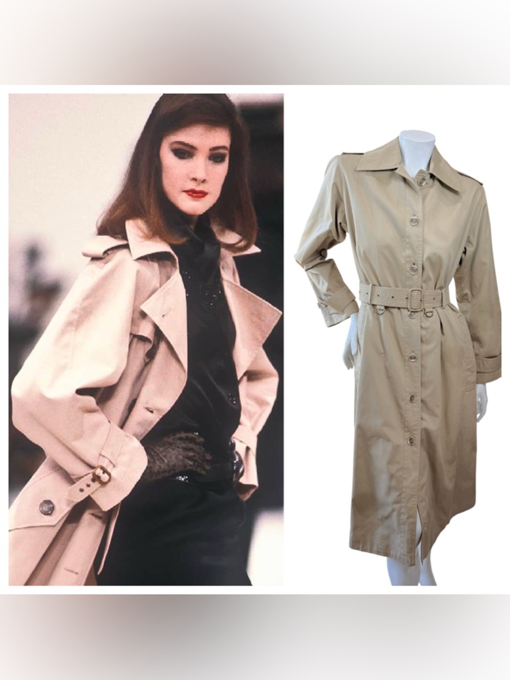 Vintage Saint Laurent Rive Gauche Beige Trench Coat FR 36 / 38